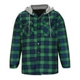 thumbnail image 3 of CHEEREAM Men's Flannel Jacket Hooded Plaid Jackets Cotton Sherpa Lined Jacket Winter Button Down Jackets with Pockets Green 3XL, 3 of 5