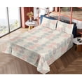 thumbnail image 4 of Ambesonne Tropical Fitted & Flat Sheet with Shams 4 Pcs Set, Flora Pattern Leaves Plot, Queen, Pale Salmon Blush and White, 4 of 5