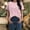 Pink, variant on Endives Women's Short Sleeve T-shirt Round Neck Solid Color Womens Tops Summer Tee