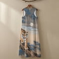 thumbnail image 5 of Xoenoiee Tiger Pine Tree Moon Cloud Print Womens Casual Cotton Linen Sleeveless Round Neck Maxi Dress with Pockets, Breathable Summer Beach Vacation Boho Sundress 2026 Trendy Outfits, S, 5 of 7