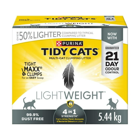 Tidy Cats Poids Plume Puissance 4 en 1 Multichat, Litière Agglomérante pour Chats 5,44 kg 5,44 kg