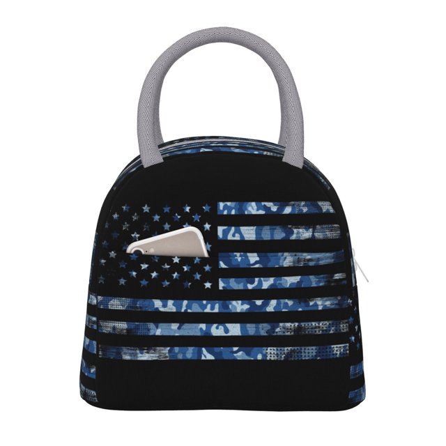 Easygdp Navy Camouflage American Flag Bolsa de Almuerzo Insulada Grande, Forro de Aluminio, Diseño Espacioso, a Prueba de Fugas, Ideal para Trabajo, Picnics, Viajes y Actividades al Aire Libre