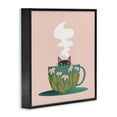 thumbnail image 3 of Stupell Industries Cat Peeking Over Teacup Animals Painting Black Framed Art Print Wall Art, 17 x 17, 3 of 8