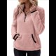 thumbnail image 1 of Sudadera Informal de con Cremallera de un Cuarto para Mujer, Larga, Ligera, Suave y Afelpada, con Bolsillos. Rosa S, 1 of 9