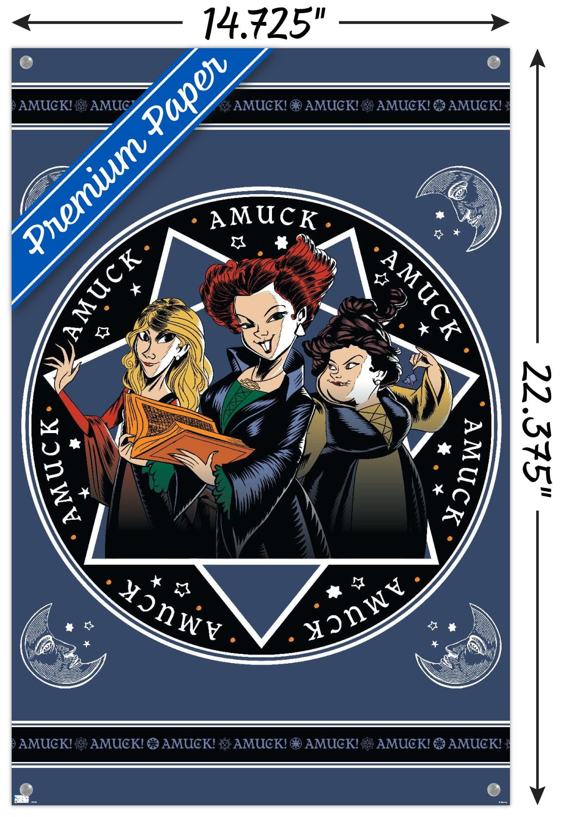 Disney Hocus Pocus - Amuck Wall Poster with Pushpins, 14.725" x 22.375"