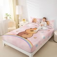 thumbnail image 3 of Erosebridal Cute Kawaii Capybara Full Size Sheets For Capybara Lovers Full Size Sheets,Rainbow Stars Pattern Bed Sheets For Kids Girls 4 Pieces, 3 of 6