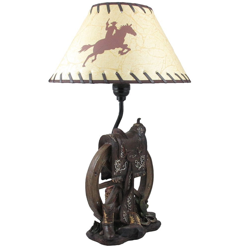 Horse Saddle On Wagon Wheel Desktop Or Table Lamp In Gifts For Horse Saddle On Wagon Wheel Desktop Or