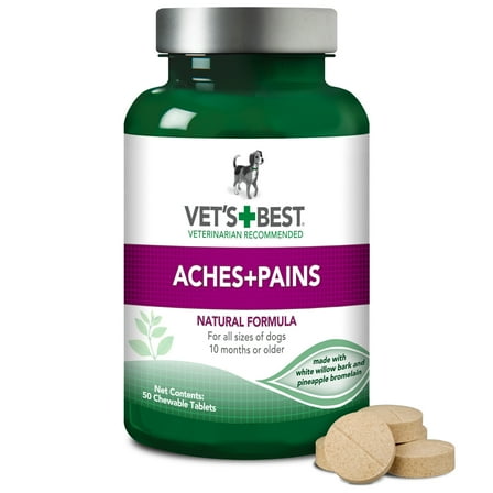 Vet’s Best Aches   Pains Dog Supplement for Hip and Joint Support - 50 Chewable Tablets