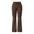 thumbnail image 6 of Dwellite Flare Pants for Women High Waisted Sweatpants with Pockets Casual Hiking Drawstring Trousers 2026 Brown S, 6 of 8