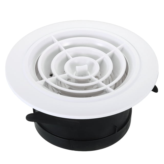 Unique Bargains Évent d'Air Rond de 4 Pouces, Couvercle de Gril Diffuseur de Plafond Réglable en ABS, Évent de Soffite à Lames avec Écran, Type Rotatif