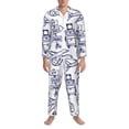 thumbnail image 3 of Naloa World Travel2 Men’s Pajamas Set - Long Sleeve Button Down Sleep Shirt and Pajama Bottoms Sleepwear Set-Medium, 3 of 7