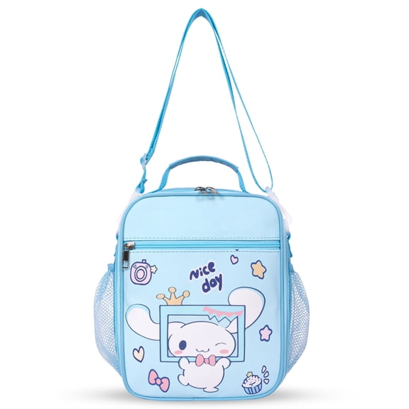 Paetion Cute Lunch Bags for Women Reusable Insulated Cartoon Dog Large Capacity Lunch Tote with Adjustable Shoulder Strap Heat Preservation for Cold Two Applicable Lunch Containe Tote Blue