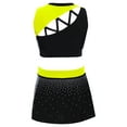 thumbnail image 2 of Lejafay Kids Girls Rhinestones Cheerleading Dance Outfit Cheer Leader Tops with Mini Skirt Carnival Party Fluorescent Yellow 10, 2 of 5