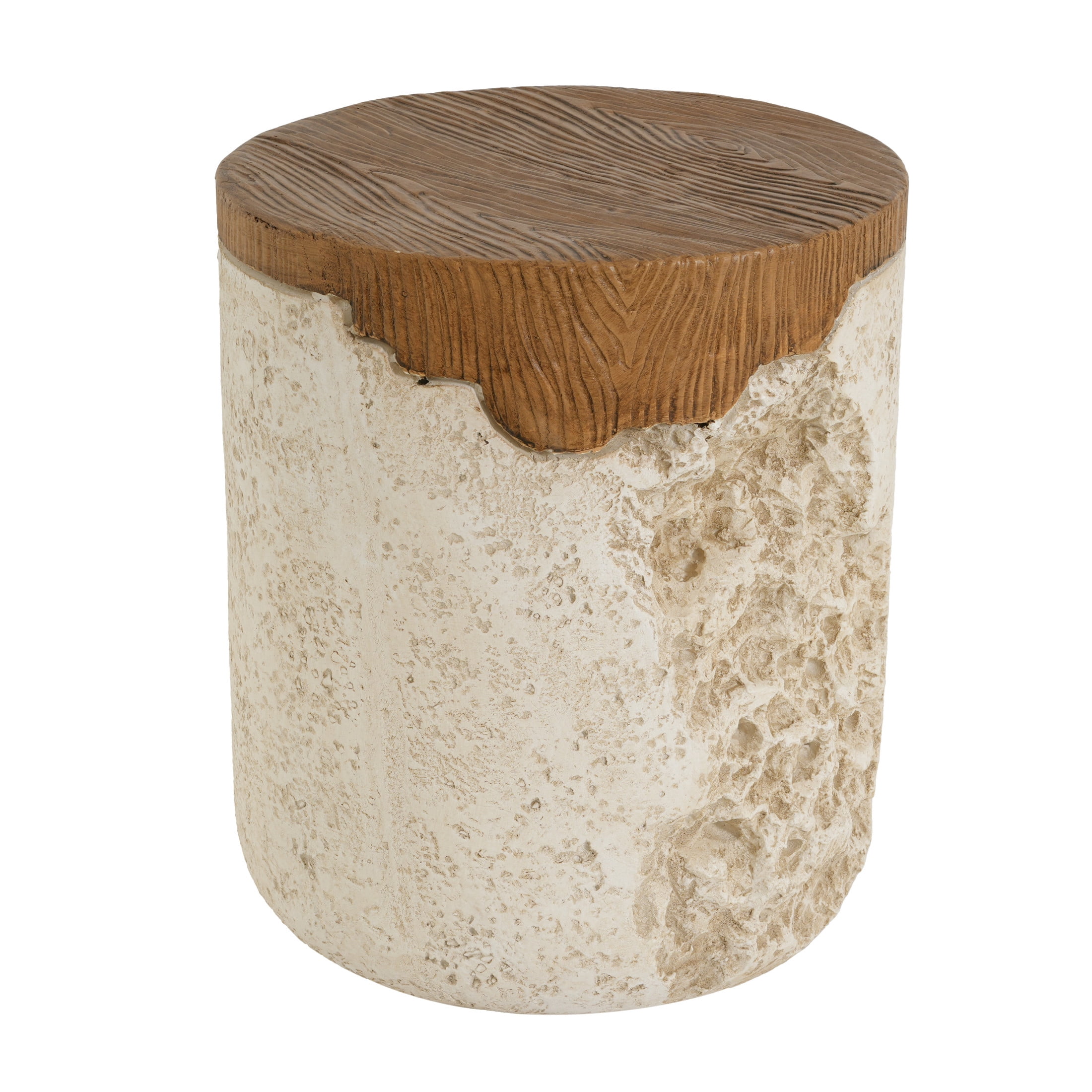 Christopher Knight Home Outdoor MGO Round Accent Side Table, Rustic Textured with Wood Grain Top, Beige