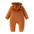 thumbnail image 4 of CAICJ98 Baby Jumpsuit with Cute Bear Hoodie Warm Fleece Lined Newborn Snowsuit Rompers Baby Boy Girl Winter Coat (Brown,3-6 Months), 4 of 7