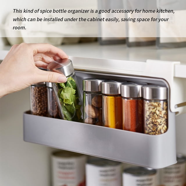 Spic Jar Organizer Wall Mounted Spice Bottle Rack Plastic Kitchen Sauce Cabinet Drawer Shelf