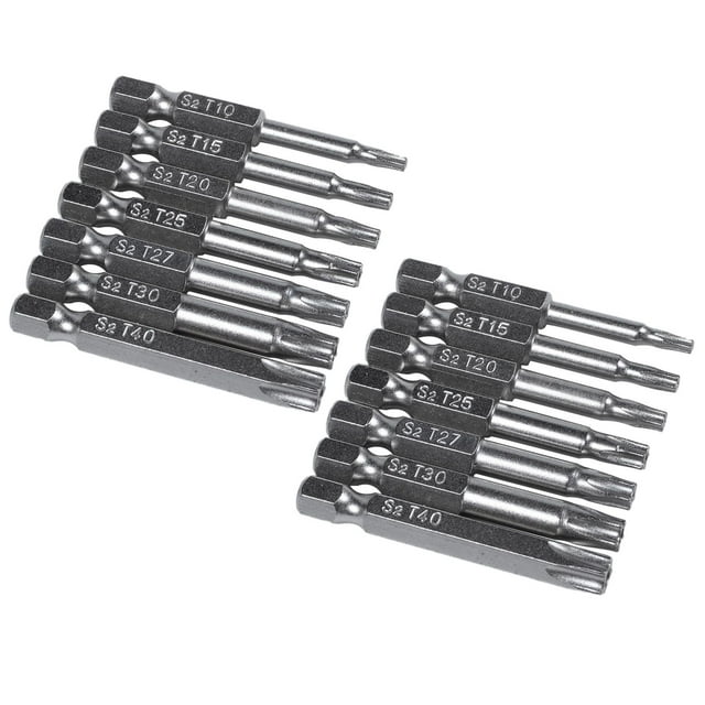 Juego de 14 Pieza Destornillador Broca Estrella Destornillador Broca Caña Hexagonal Magnética de 1/4Pulg Herramientas Manuales Agujero de Taladro de Estrella de Cinco Puntas