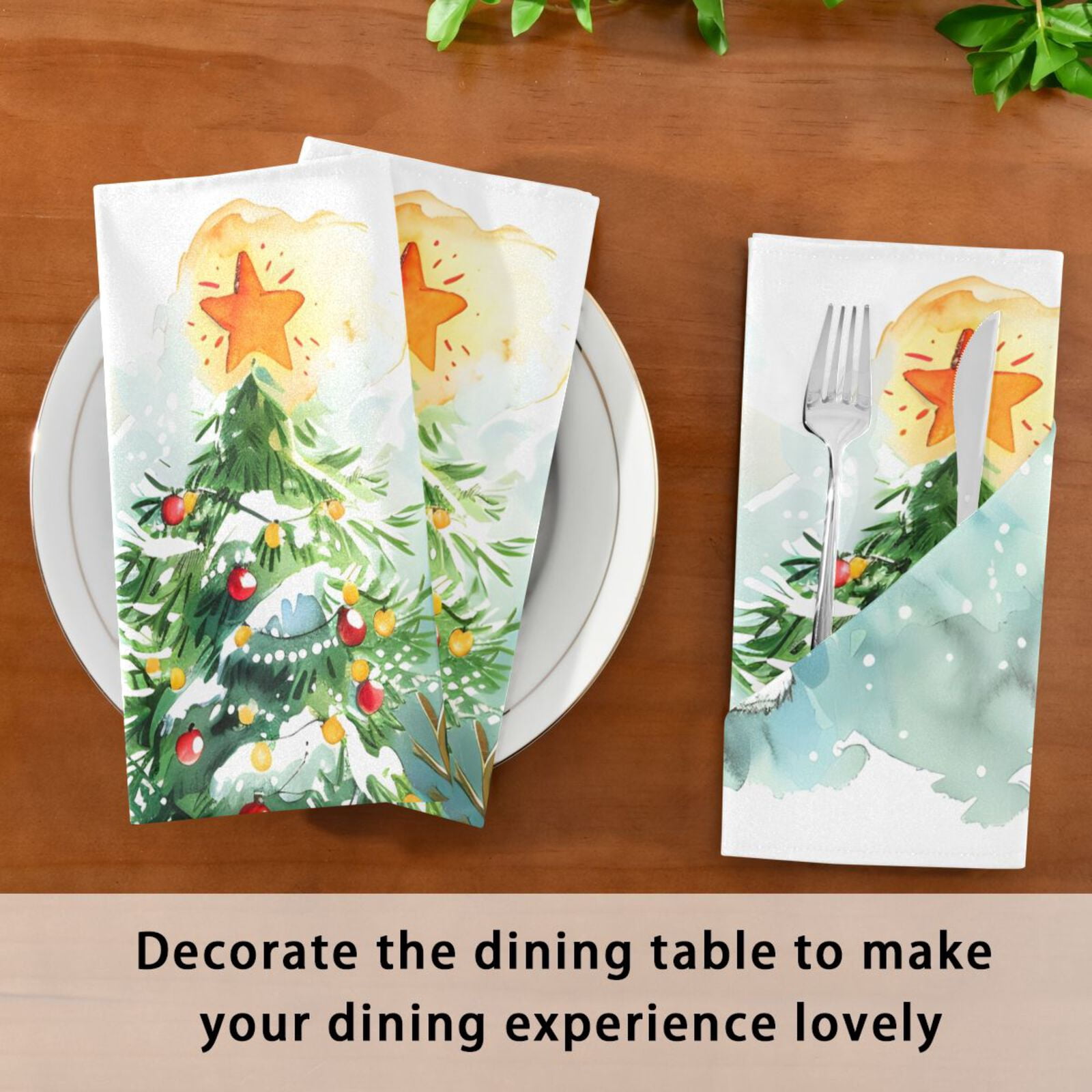 JSTEL Christmas Snowman Tree Cloth Napkins Set of 6, 20x20 Inch Washable and Reusable Napkin for Decoupage Dinner Party Everyday Use