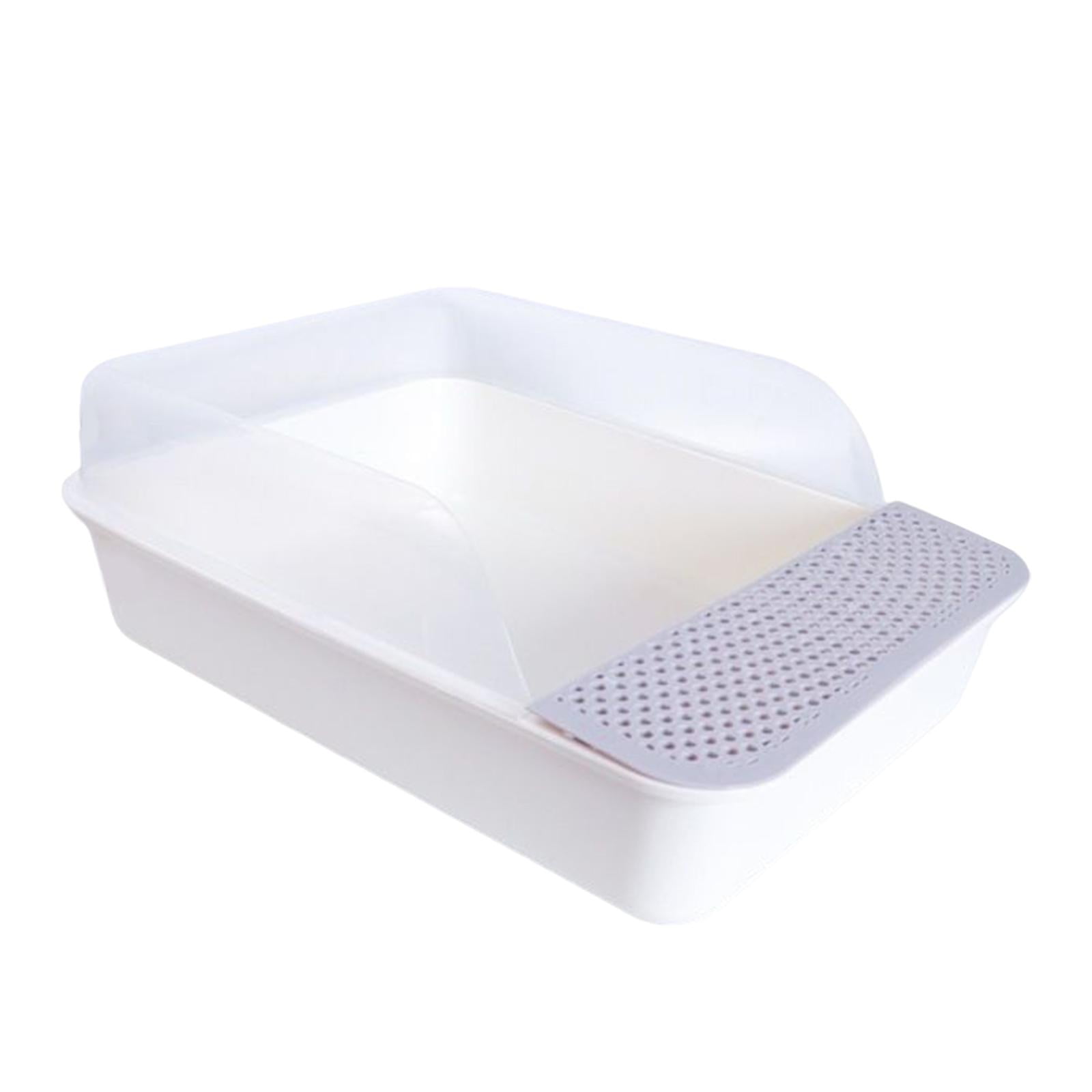 Bvdfgk Open Top Cat Litter Tray Sandbox Semi Enclosed Kitty Litter Box Cat Toilet for Grey White Large