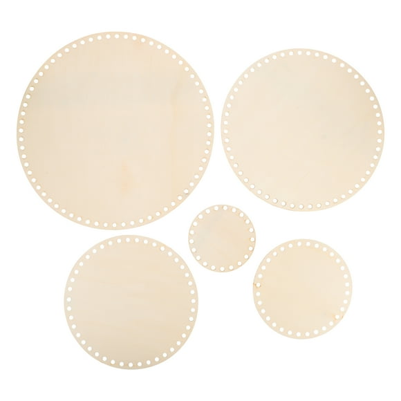 CIMAXIC 5 Pcs Panier de Point de Croix Bricolage Panier en Bois Fond Rond Panier au Crochet,11.81"X11.81"X0.08 Pouces