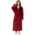 thumbnail image 1 of Fashnice Men's Bath Robes Lace Up Dressing Gown Long Sleeve Wrap Robe Soft Night Nightwear Dark Red XL, 1 of 2