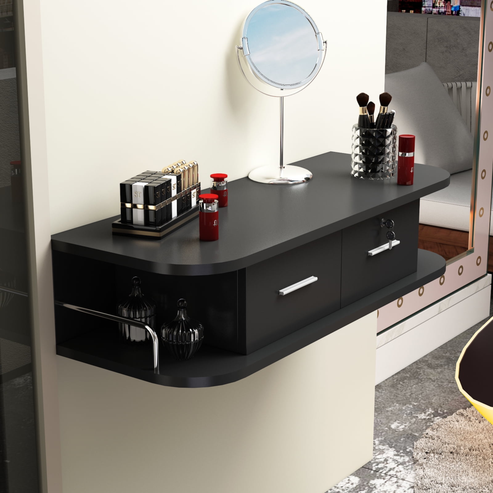 UBesGoo Wall Mount Hair Styling Station Locking Barber Beauty Spa Salon