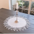 thumbnail image 4 of Earth Tone Silver Lace on White Jacquard Large Doily, Table Topper (24" Round), 4 of 5