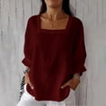 thumbnail image 4 of Women's Solid V-Neck Long Sleeve Casual Top with Three-Quarter Sleeve, 4 of 8