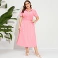 thumbnail image 2 of Yesfashion Women's Plus Size Dress Summer Button Down Smocked Midi Dress Short Sleeve Sundress, 2 of 5