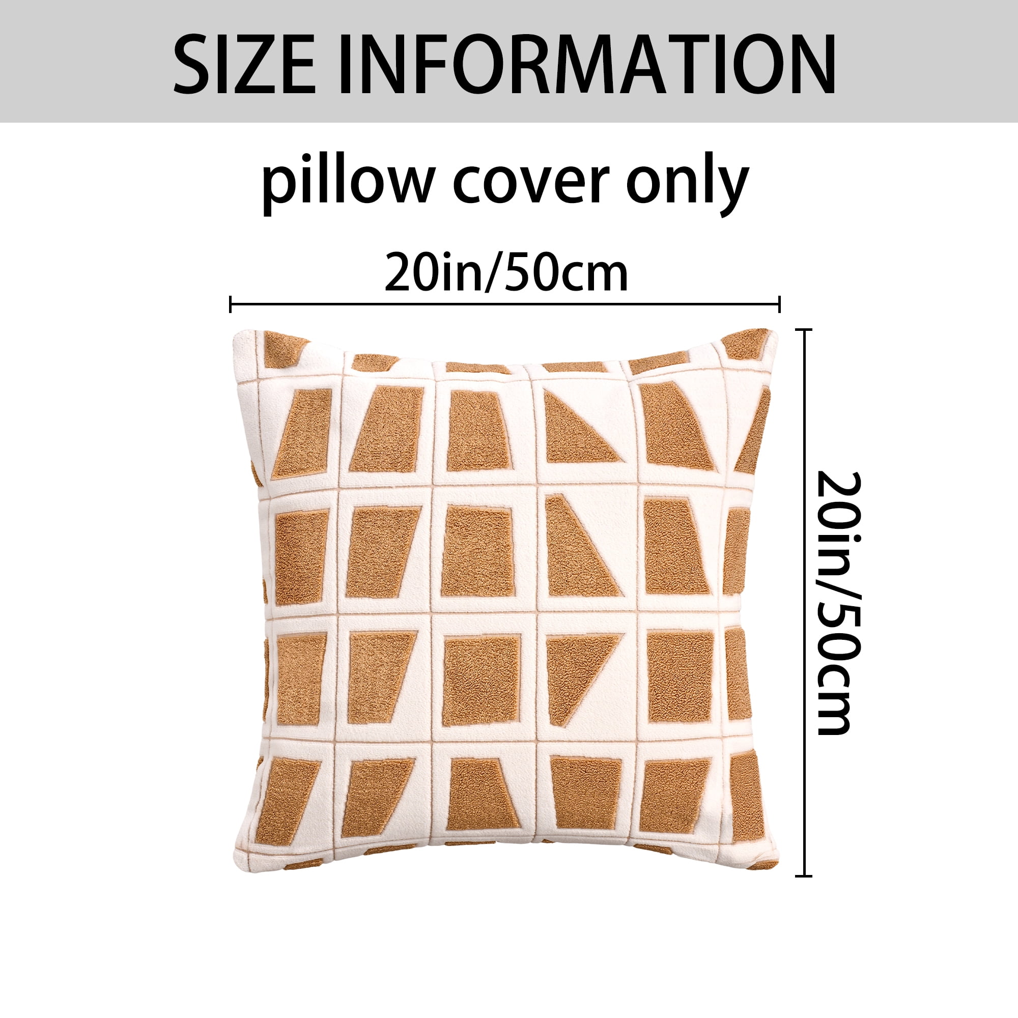 Unique Bargains Set of 2 Geometric Soft Plush Cushion Case Pillow Covers 20" x 20" Khaki