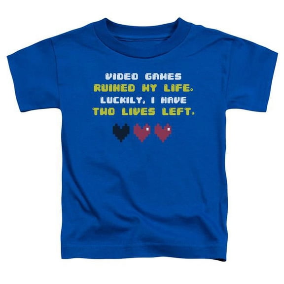 Trevco GSY198-TT-2 Two Lives Left-Short Sleeve Toddler T-Shirt, Royal Blue - Medium - 3 Toddler