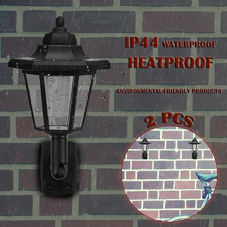 

2pcs Waterproof Solar LED Wall Lamp Hexagonal Light Cool White Auto ON/OFF At Night for Outdoor Landscape Garden Fence Yard