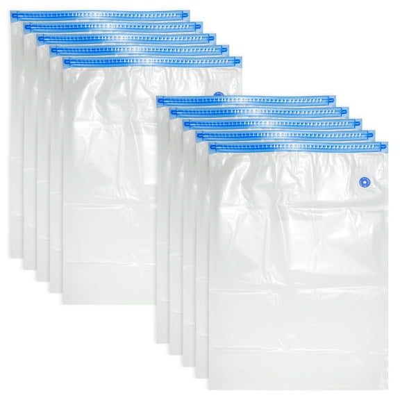 Unique Bargains Sous Vide Bags 10pcs, Reusable Zipper Food Vacuum Seal Bags With Air Valve Food Storage Bag 34cm x 26cm