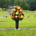 thumbnail image 4 of Sympathy Silks Artificial Cemetery Flowers Orange Rose and Yellow Alstroemeria Bouquet, 4 of 7