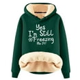 thumbnail image 2 of Bcresic Heavyweight Hoodie for Women Sherpa Lined Warm Fleece Hooded Sweatshirt Long Sleeve Winter Trendy Letter Pullover for Winter(Green,XXXL), 2 of 3