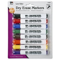 Charles Leonard Dry Erase Markers, Barrel Style, Low Odor, Chisel Tip, Assorted Colors, Pack of 8