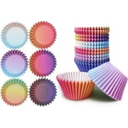 300-Count 6 Gradient Colors Cupcake Liners: Food Grade Baking Cups for Cupcake Wrapping and Baking(Large Size)