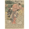 thumbnail image 2 of Toyokuni Utagawa 13x18 Gold Ornate Wood Frame and Double Matted Museum Art Print Titled - Women Fishing with Nets (Late 18th Century - Early 19th Century), 2 of 4