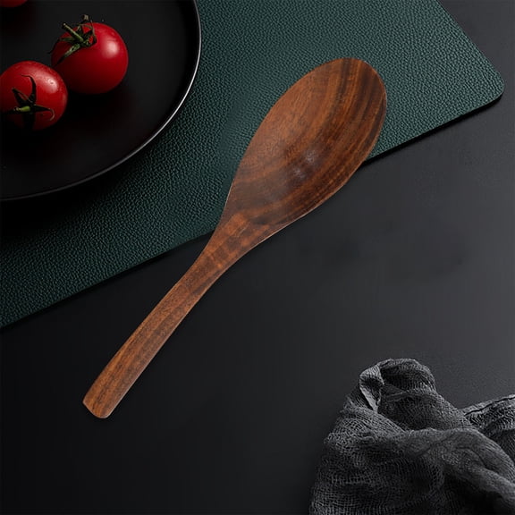 CAIMYY Elegant Wooden Soup Spoon For Eating And Serving With Long Handle And Fine Craftsmanship Enhances Dining Experience 6.1 Inches