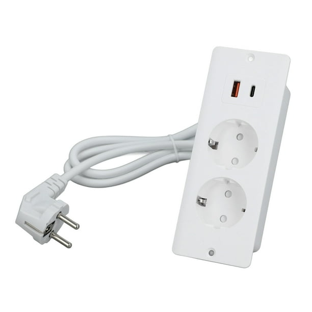 Enchufe Integrado, Cable De 1,5 Metros Regleta De Escritorio Instalación Flexible Multiusos Tomas De 2 Vías Enchufe De La UE 230-265 V Para Cabecera De Mesa Auxiliar