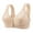 Apricot, variant on Front Open Button Cotton Bra Thin Cup Wire-Free Racerback Cami Bra Gathered Wireless Plus Size Full Coverage Bra 36/80-46/105