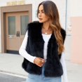 thumbnail image 2 of larppty Women's Faux Fur Waistcoat Vest Fuzzy Sleeveless Open Front Outwear Winter Warm Fluzzy Vest Jacket Coat (Black, 3XL), 2 of 7