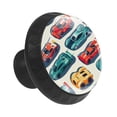 thumbnail image 2 of 12 Pieces Cool Race Cars Bright Seamless Pattern Glass Knobs for Dresser Drawers, 1.37 x 1.10 IN Round Kitchen Cabinet Pulls For Home Office Nursery Kids Room, 2 of 6