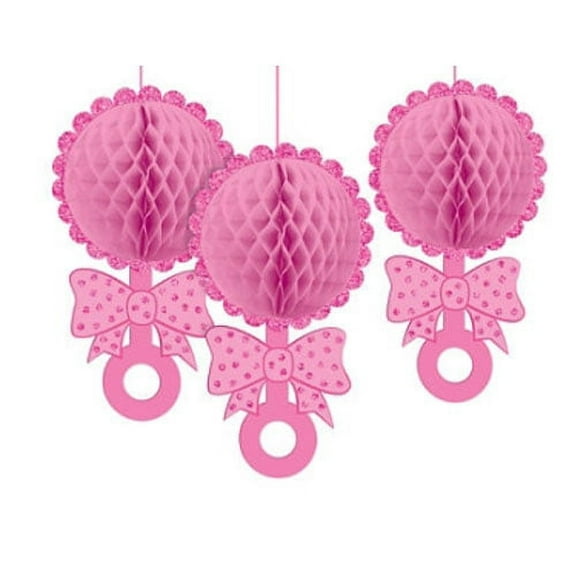 Baby Shower 'Baby Girl' Deluxe Honeycomb Decorations (3ct)