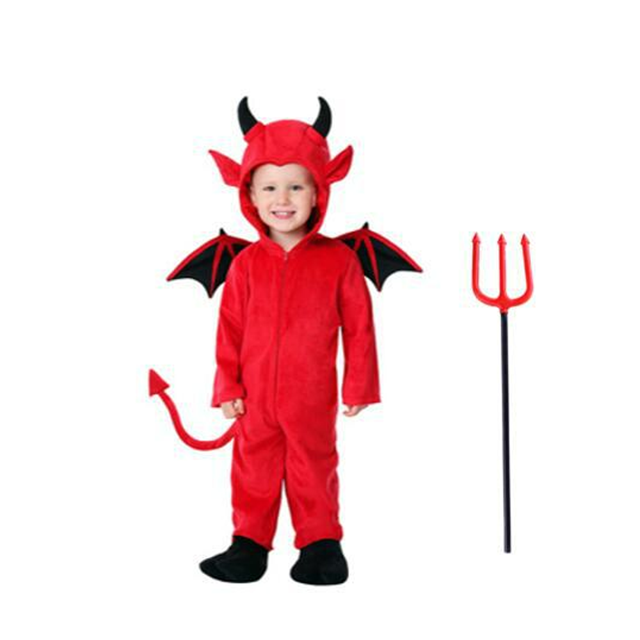 Disfraz de Halloween para niños Yesha con capucha Diablo rojo Vampiro Disfraz de actuación Disfraz de Toro Demonio Rey (adecuado para una altura de 110 a 120 cm)