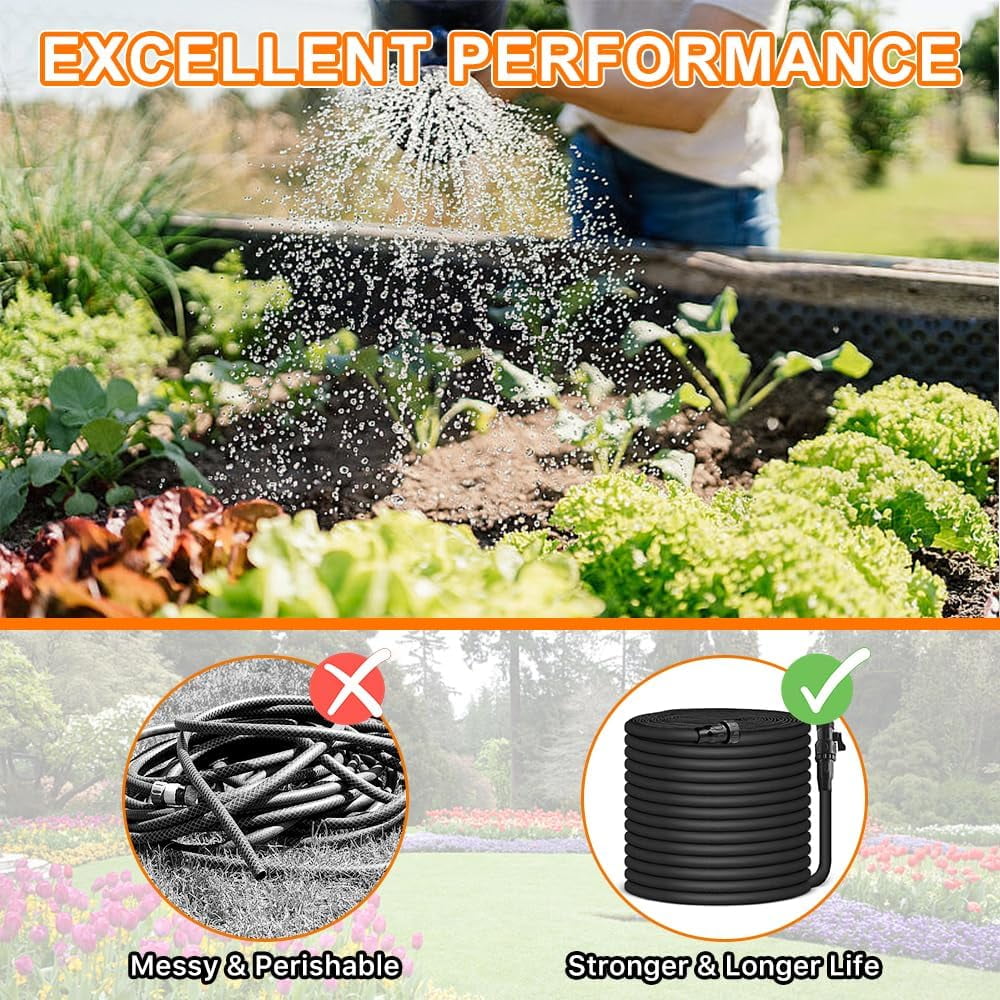 Garden Hose 75ft, Pliable lightweight Water Hose with Triple Layer 3/4" Fittings Ergonomic Grip Indoor & Outdoor Use Gift for Lawn Car Watering Plants Black