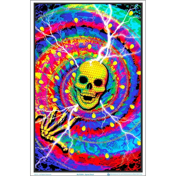 Spiral Skull Black Light Poster 23 x 35