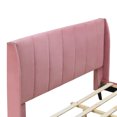 thumbnail image 6 of Queen Size Velvet Bed Frame with Vertical Channel Tufted Wingback Headboard, Upholstered Platform Bed with Wood Slats, No Box Spring Needed, Easy Assembly, Non-Slip Noise, Pink, 6 of 9