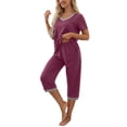 thumbnail image 2 of MINTREUS Women's Pajama Sets Short Sleeve Shirt and Capri Soft Pajama Sets with Pockets S-4XL, 2 of 6