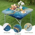 thumbnail image 4 of Blue Gold Wave Marble Pattern Square Fitted Tablecloth with Elastic Edge,Square Table Cover,Washable Elastic Table Cover for Home Kitchen Party Decor 36"x36", 4 of 6